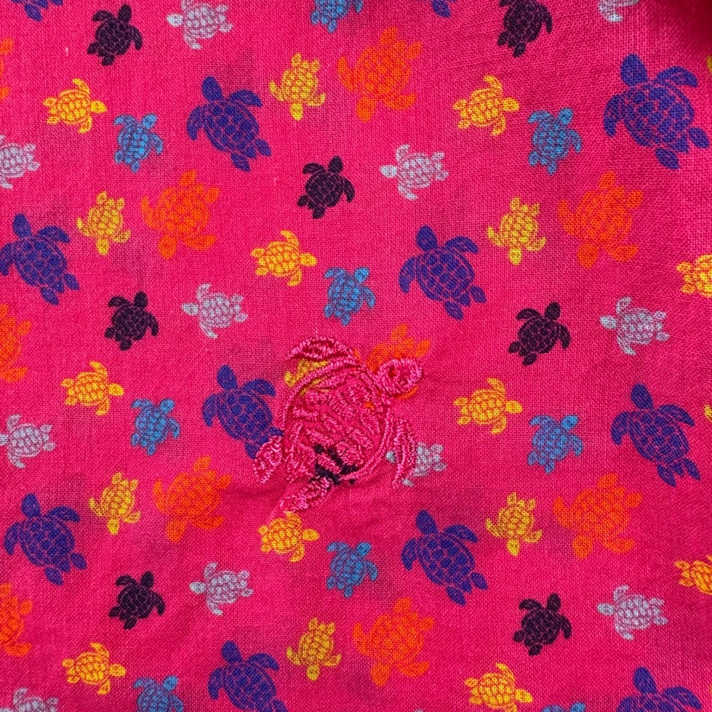 Vilebrequin Mens XL Micro Turtle Sport Shirt Button Up Pink Designer Lightweight - Picture 4 of 9